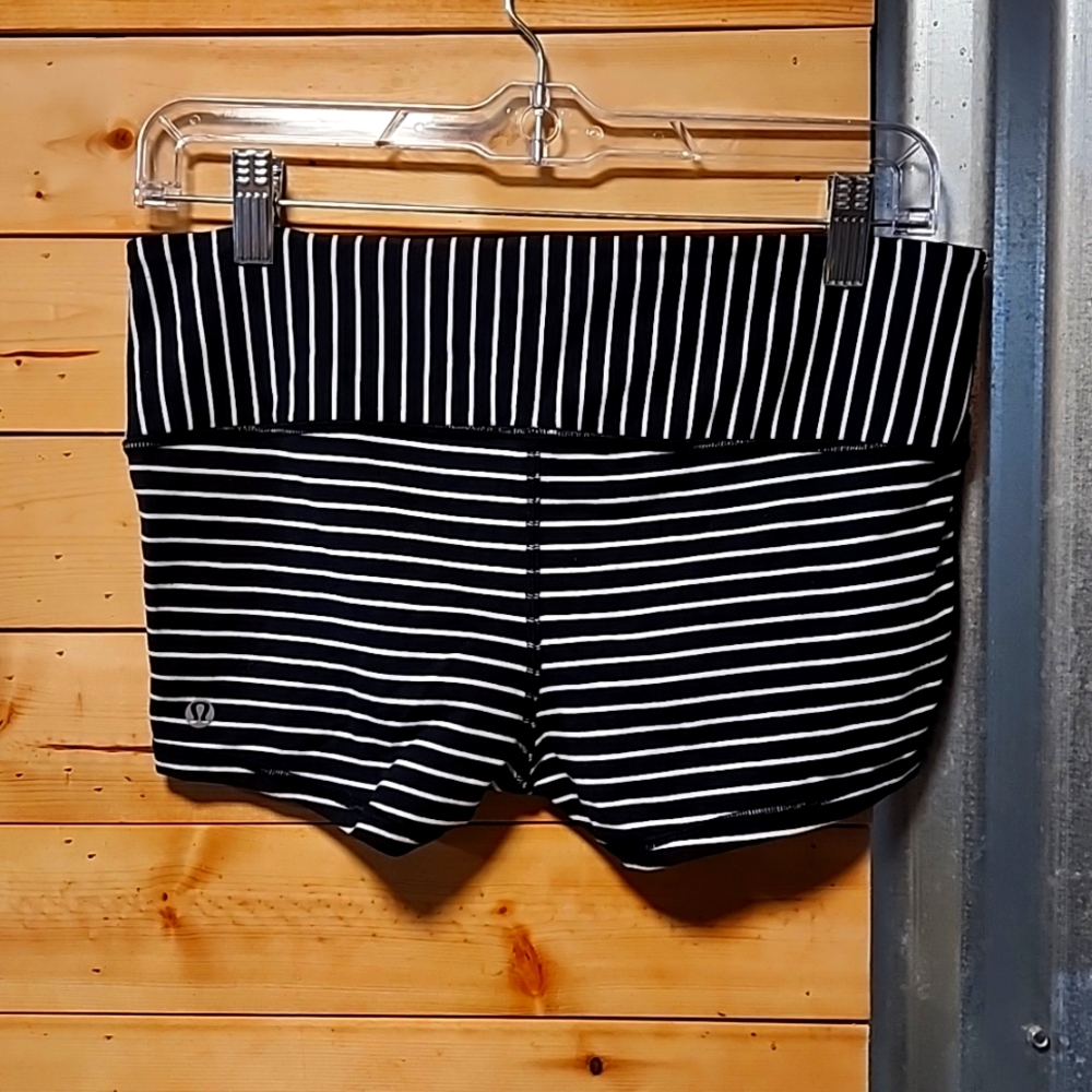 lululemon athletica Black and White Striped Athletic Shorts